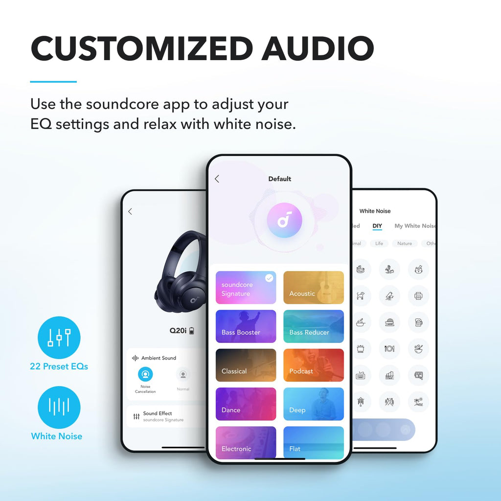 Soundcore by Anker Q20i Headphones with Protective Case, Blue, Bundle