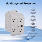 Multi Plug Wall Outlet Surge Protector with 6-Outlet & 4 USB Ports(2USB-C)