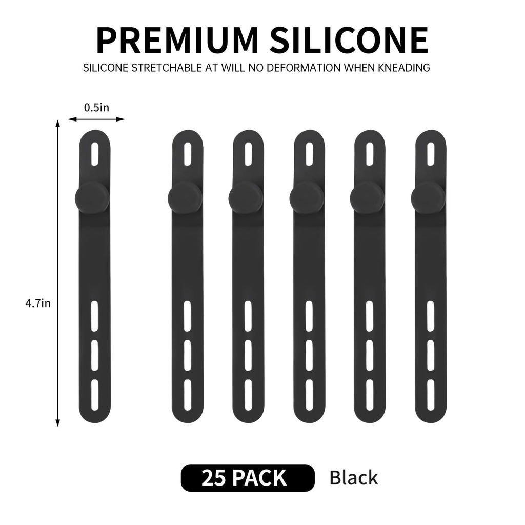 Oligei 25 Pcs Silicone Cable Ties, Cable Ties Reusable, High Elasticity Cord Wraps for Electrical Cords, Cord Organizer for Earphone, Phone Charger(Blue)