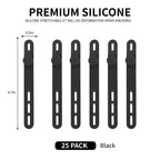 Oligei 25 Pcs Silicone Cable Ties, Cable Ties Reusable, High Elasticity Cord Wraps for Electrical Cords, Cord Organizer for Earphone, Phone Charger(Blue)