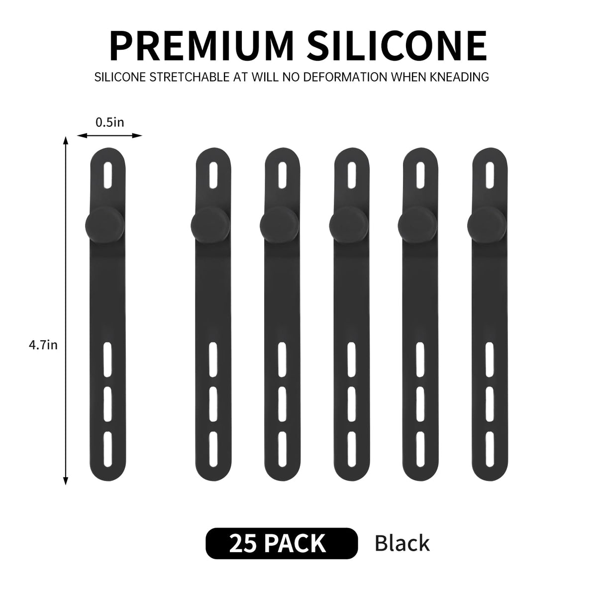 Oligei 25 Pcs Silicone Cable Ties, Cable Ties Reusable, High Elasticity Cord Wraps for Electrical Cords, Cord Organizer for Earphone, Phone Charger(Blue)