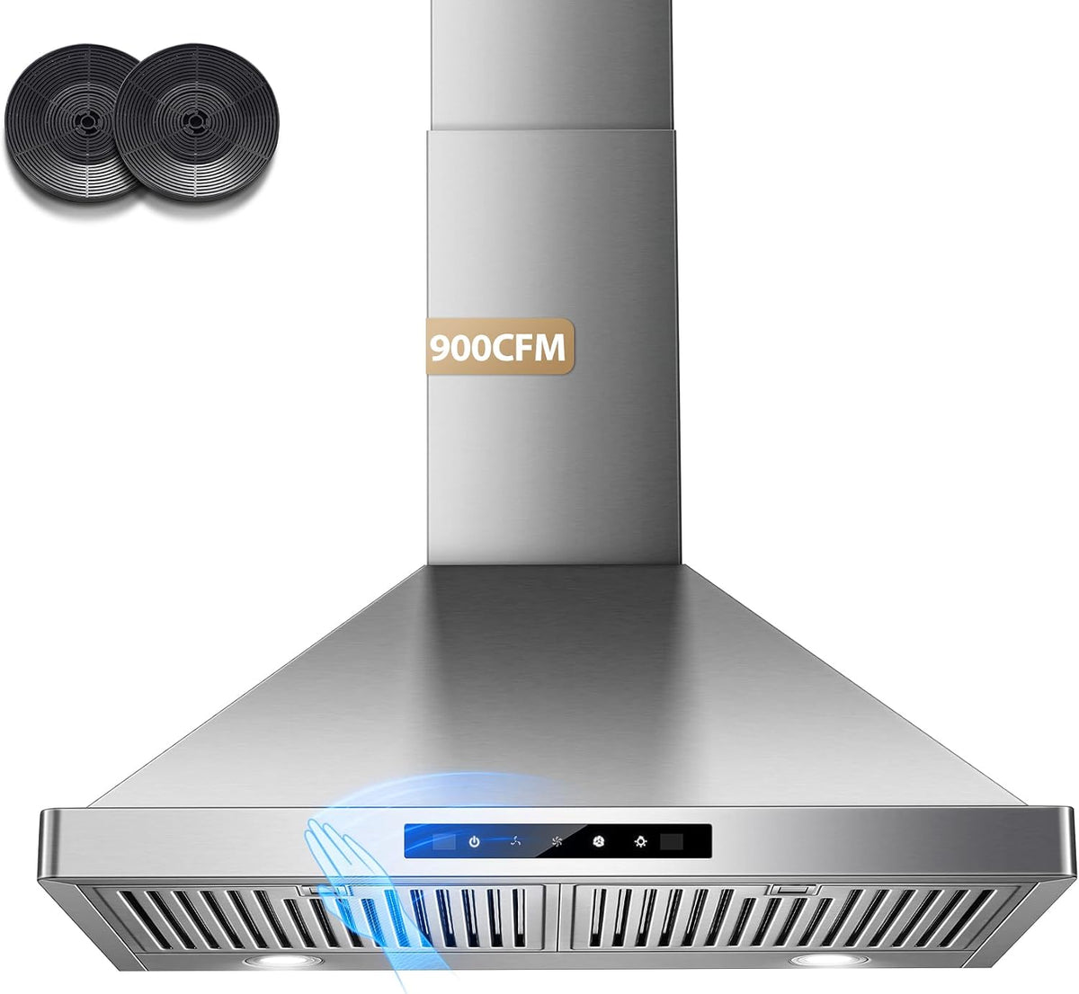 Wall Mount Range Hood 30 inch, 900 CFM Stainless Steel Kitchen Hood
