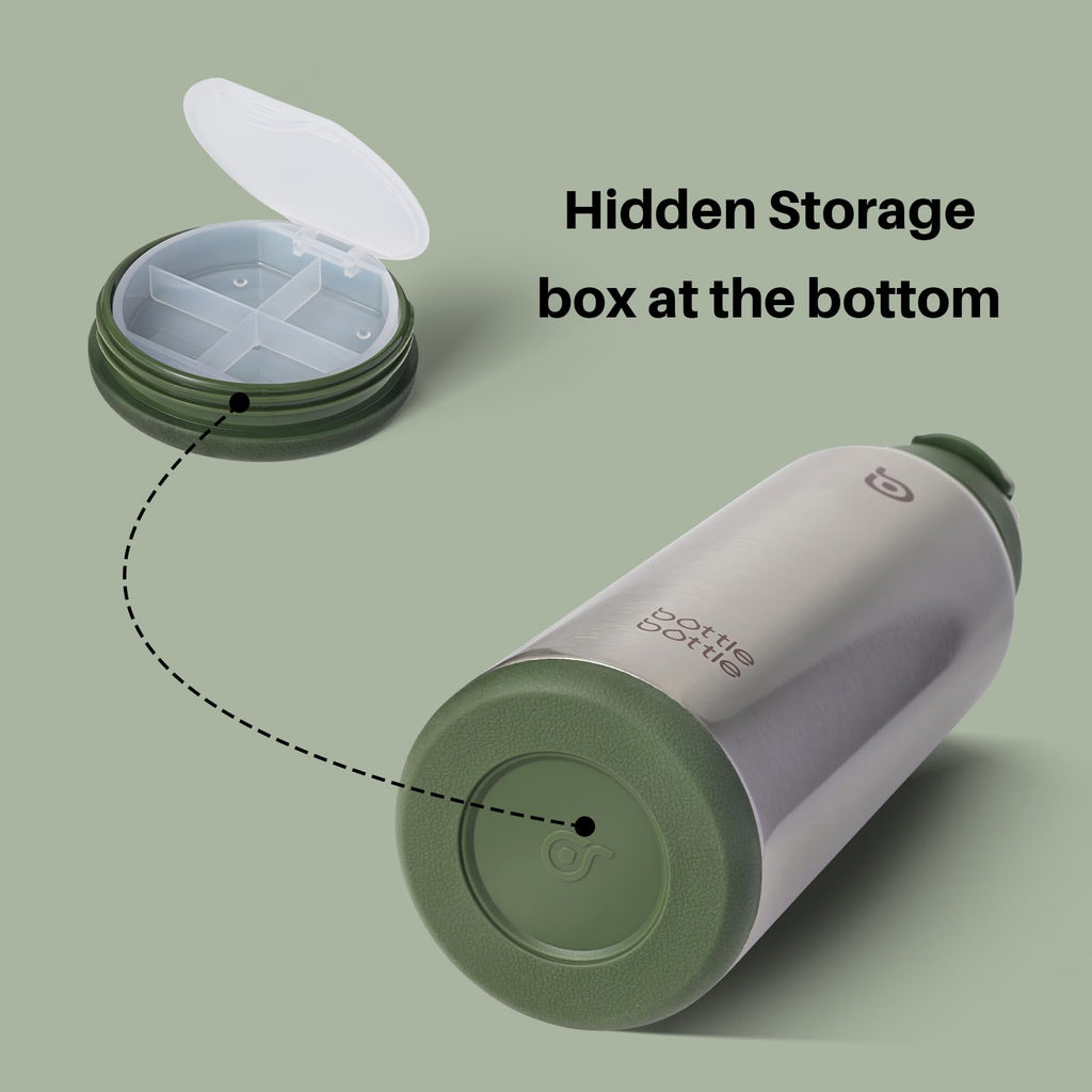 BOTTLE BOTTLE Stainless Steel Bottle with Straw and Pill Box