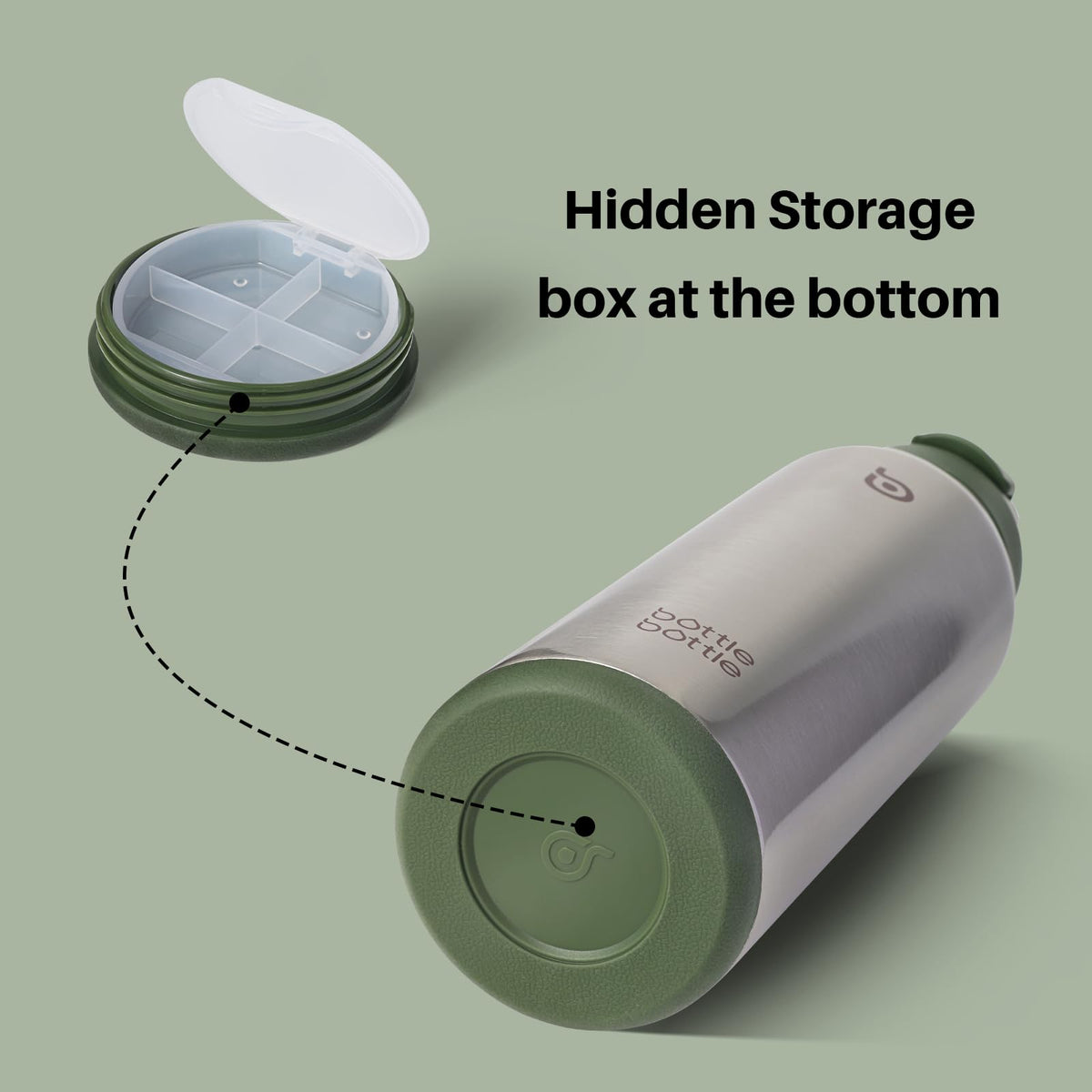 BOTTLE BOTTLE Stainless Steel Bottle with Straw and Pill Box