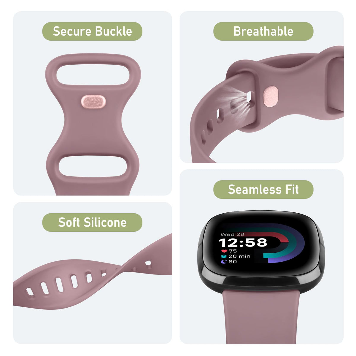 AK Straps for Fitbit Sense 2/Fitbit Sense/Fitbit Versa 4/Fitbit Versa 3 Straps for Women Men,Silicone Sport Classic Soft Replacement Straps Compatible with Fitbit Versa 3/Versa 4/Sense/Sense 2