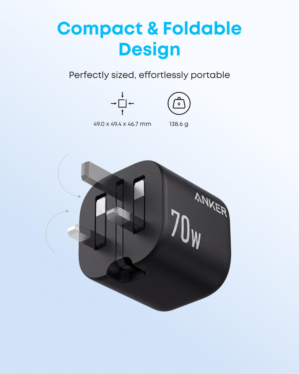 Anker Zolo 70W Fast usb c Charger, 4-Port Foldable Laptop Adapter Plug