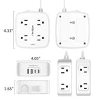6 Ft Surge Protector Power Strip - YISHU 8 Widely Outlets with 4 USB Ports, 3 Side Outlet Extender with 6 Feet Flat Extension Cord, Ultra Flat Plug, Wall Mount, Desk USB Charging Station, ETL, Black