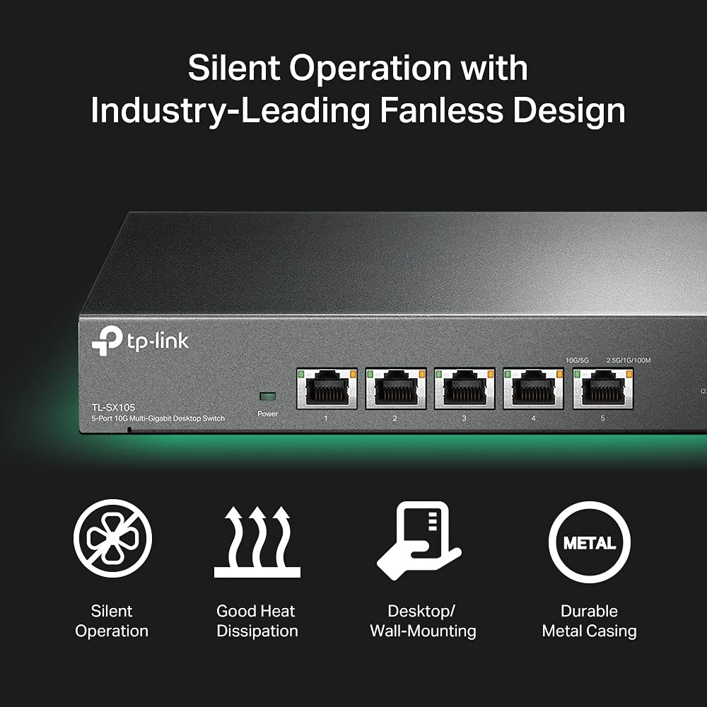 TP-Link TL-SG105S 5-Port Gigabit Network Switch, Metal Ethernet Splitter