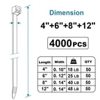 Black Zip Ties Assorted 12+8+6+4 inch, 200 Pack, Cable Ties, UV Resistant Wire Ties for Outdoor Use,Tie Straps, LOCKLOCK