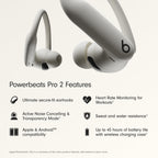 Beats Powerbeats Pro 2 - Wireless Noise Cancelling Workout Earbuds with Secure- Fit Earhooks, Up to 45-Hour Battery with Charging Case, Sweat & Water Resistant, Heart Rate Monitoring - Jet Black