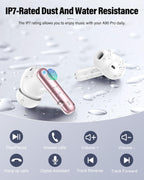 Wireless Earbuds, Bluetooth 5.4 Headphones Bass Stereo/Clear Calls, White