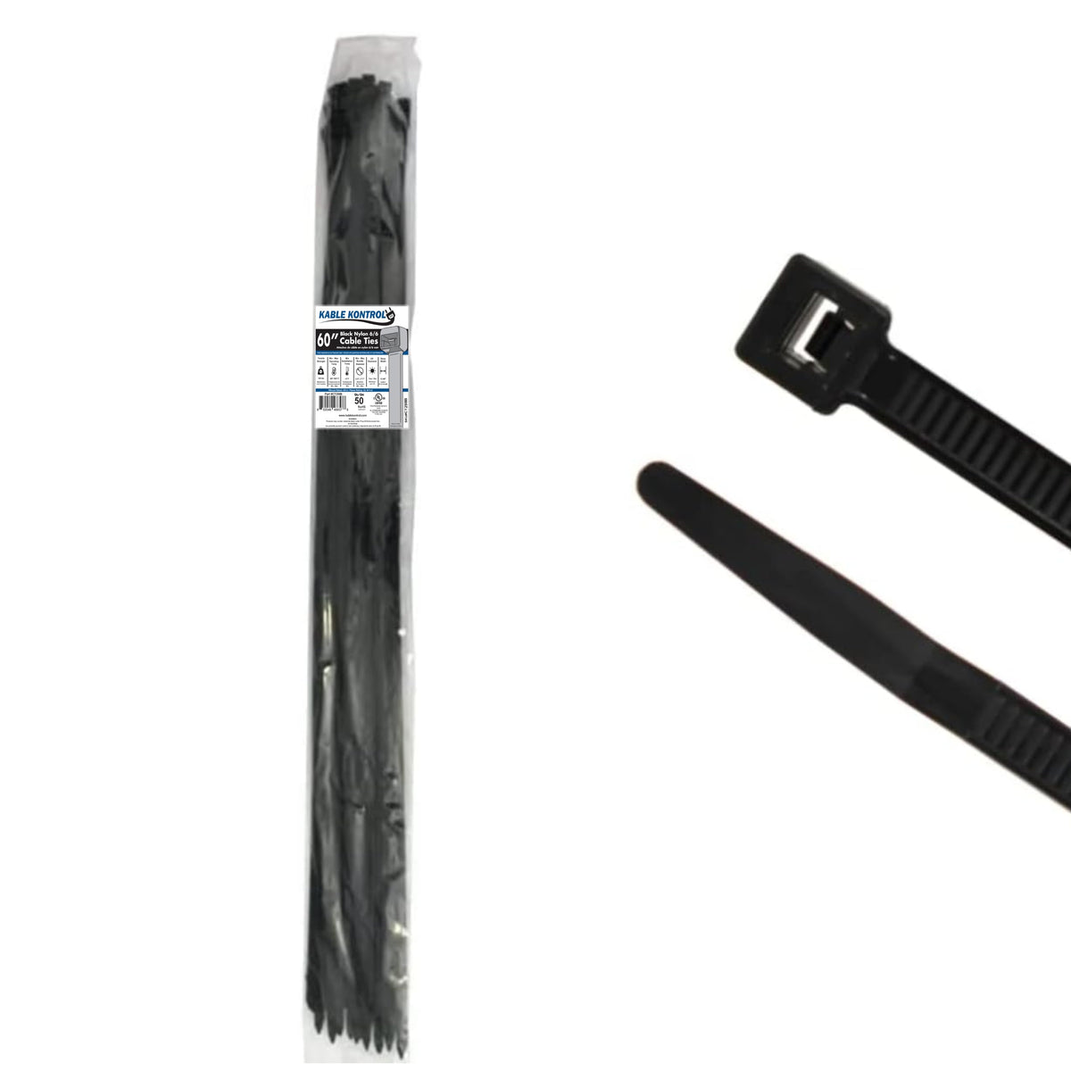 Kable Kontrol Cable Zip Ties, 4 Inch, 100 Pcs, 18lbs Test, Gray