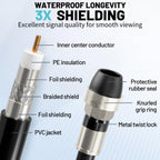 energeaster 10FT RG6 Coaxial Cable with Waterproof Rubber Boot, Black