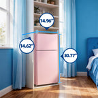 DEMULLER 45L Personal Double‑Door Mini Fridge With Freezer, Blue