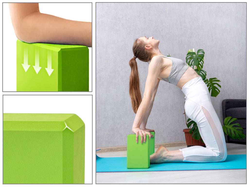 EXERZ Yoga Blocks 2pcs Gym Bricks -Comfortable Fitness Yoga Bricks, Anti-Slip, Lightweight and Travel Friendly Pilates Practice