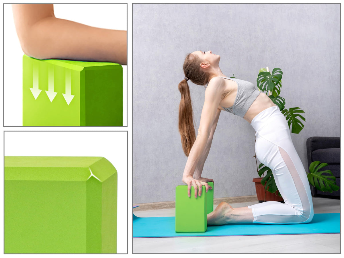 EXERZ Yoga Blocks 2pcs Gym Bricks -Comfortable Fitness Yoga Bricks, Anti-Slip, Lightweight and Travel Friendly Pilates Practice