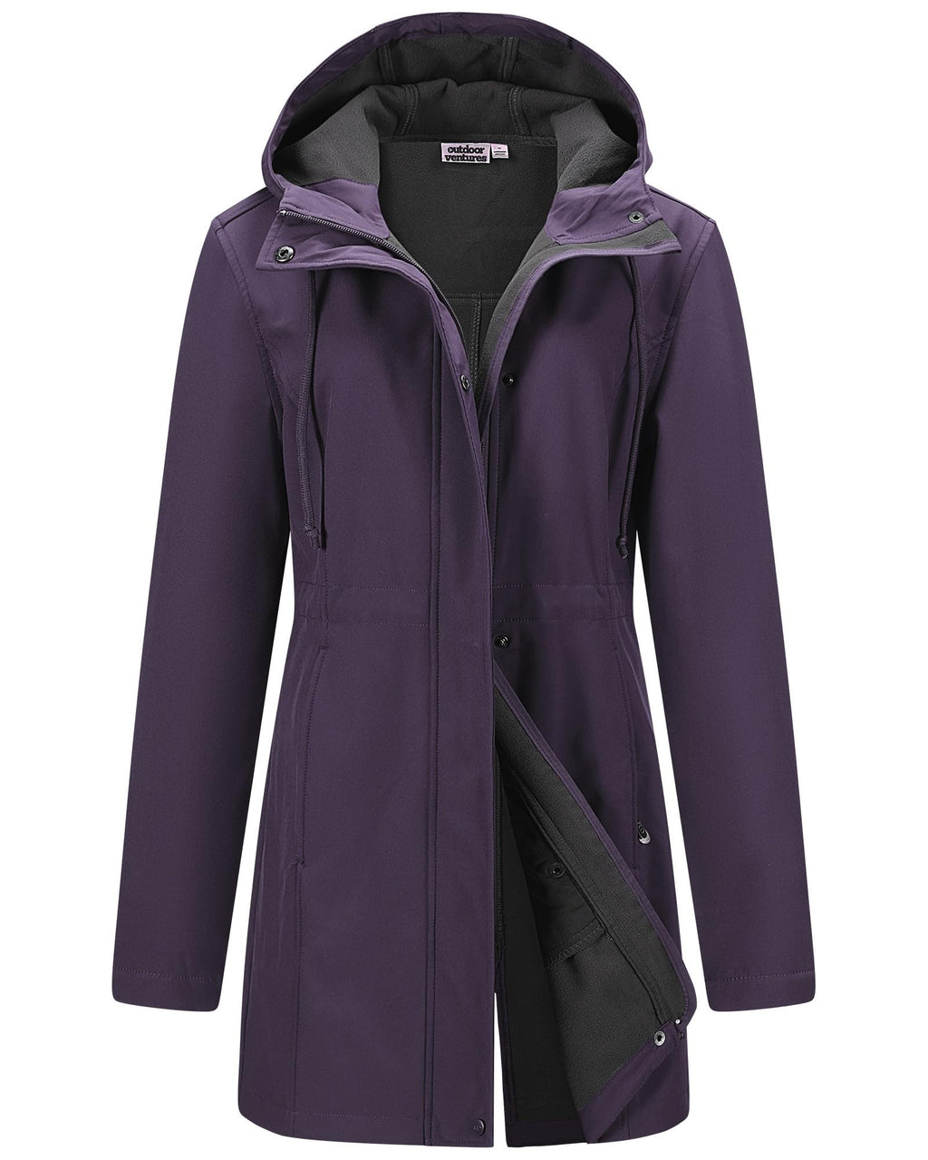 Outdoor Ventures Womens Waterproof Softshell Jacket Long Hooded Windbreaker