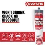 EVO-STIK Multipurpose Silicone Sealant White - Waterproof & Mould Resistant