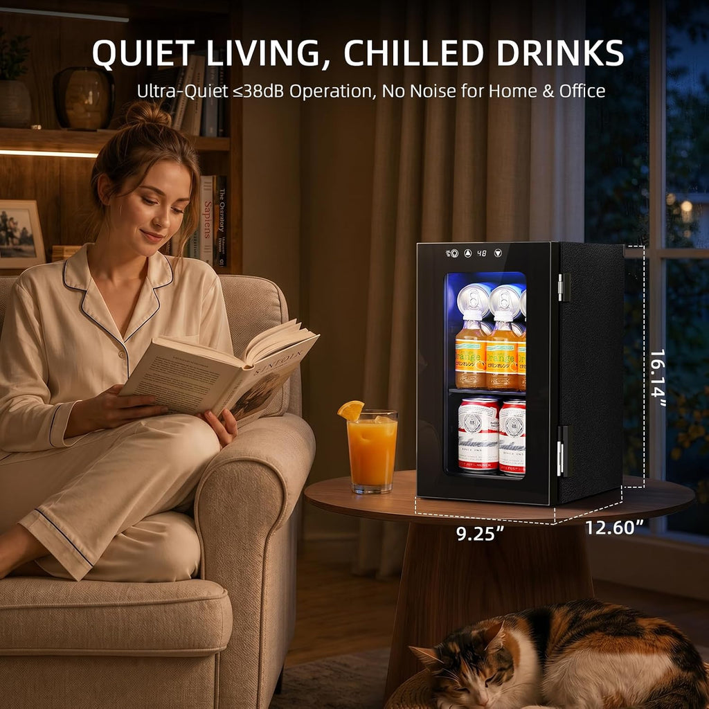 Antarctic Star Beverage Refrigerator Cooler 68 Can, Mini Fridge with Glass Door for Beer Drinks Wine,Freestanding Small Fridge with Electronic Temperature Control for Home and Bar,1.7 cu.ft