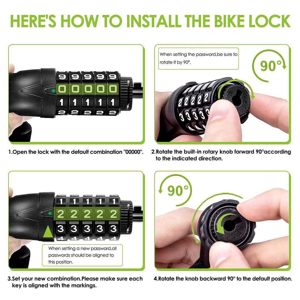 SPGOOD Bike Lock with Combination, Bicycle Lock with Chain(Camouflage)