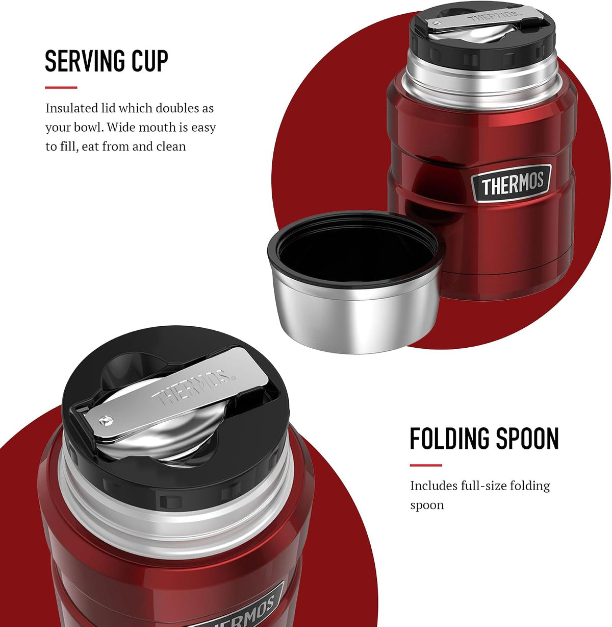 Thermos Stainless King Cranberry Red Food Flask (470ml) 9h Hot | 14h Cold