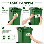 Set of 4 Personalised Wheelie Bin Stickers, Custom Bin Number Stickers with House Number and Street Name, Waterproof Labels for Rubbish and Recycling Bins, Easy Apply, 100 x 150mm (Style - Classic)