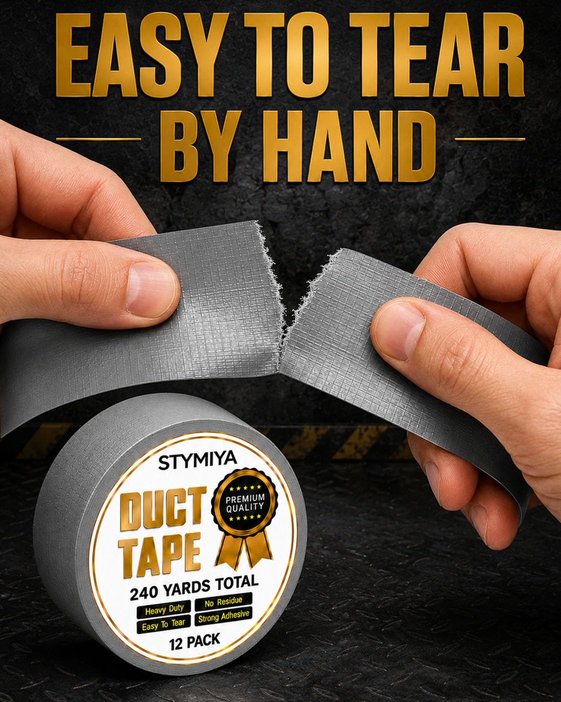 Black Duct Tape Heavy Duty: 3 Rolls 2inch x 20yd Wide Waterproof Outdoor - Strong Adhesive Weather Tapes Repair Bulk - Ductape for Patterns Masking Packing Furniture Kids Craft (3, Matte Black)