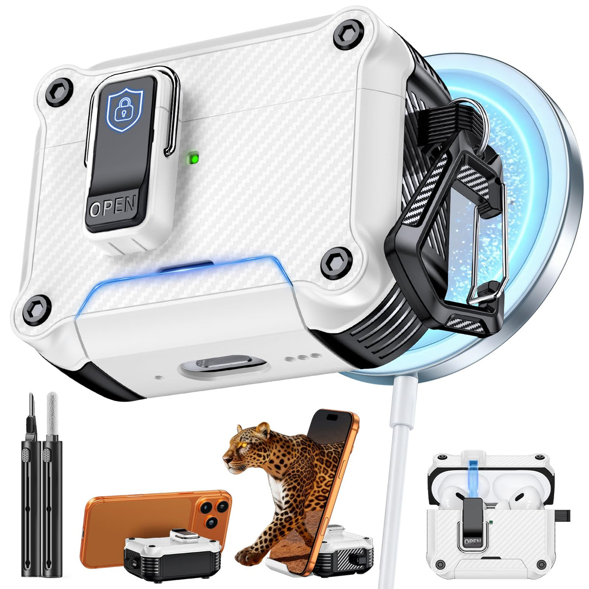 Inesore for AirPods AirPods Pro 1st/2nd Case with Secure Lock (Black)