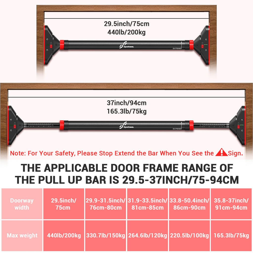 Sportneer Pull Up Bar Doorway Chin Up Bar No Screws