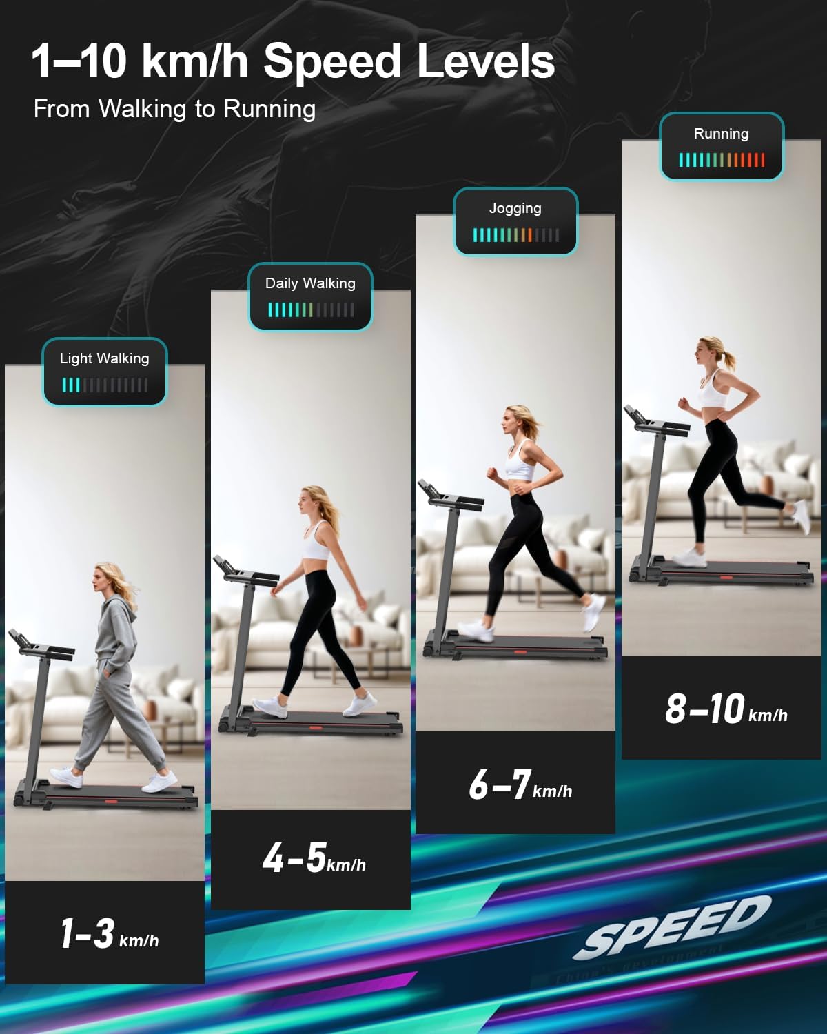 Treadmill for Home Foldable Walking Pad - Running Machine with Incline stable