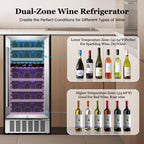 Electactic 48 Can Beverage Refrigerator,12 Bottle Wine Cooler with Seamless Stainless Steel & Glass Door, Digital Temperature Display, Countertop Mini Fridge for Soda, Wine or Beer, Silver