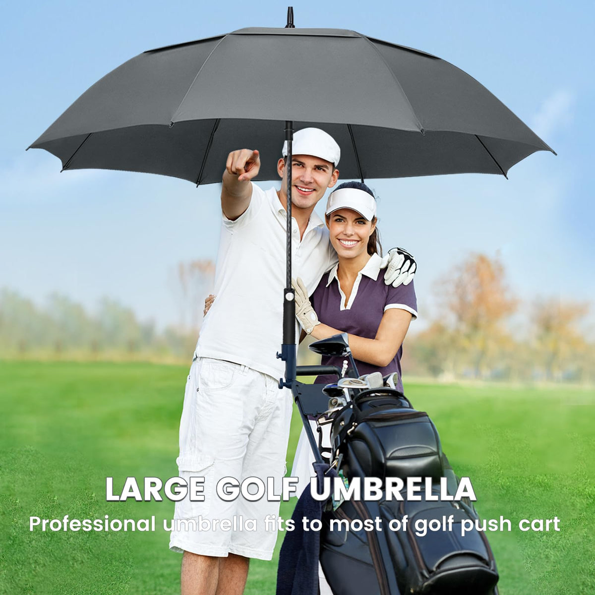 NINEMAX Large Golf Umbrella Windproof Strong 54/62/68 Inch,Extra Big Golf Umbrellas Automatic Open Double Canopy for Gents Women
