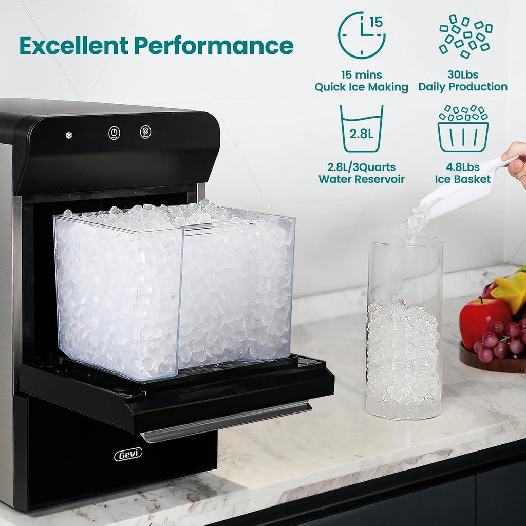 Gevi V2.0 Nugget Ice Maker Countertop,38lbs/Day,Black