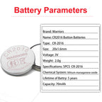 Warriors 5X CR2016 Batteries, 3V Lithium Coin Batteries