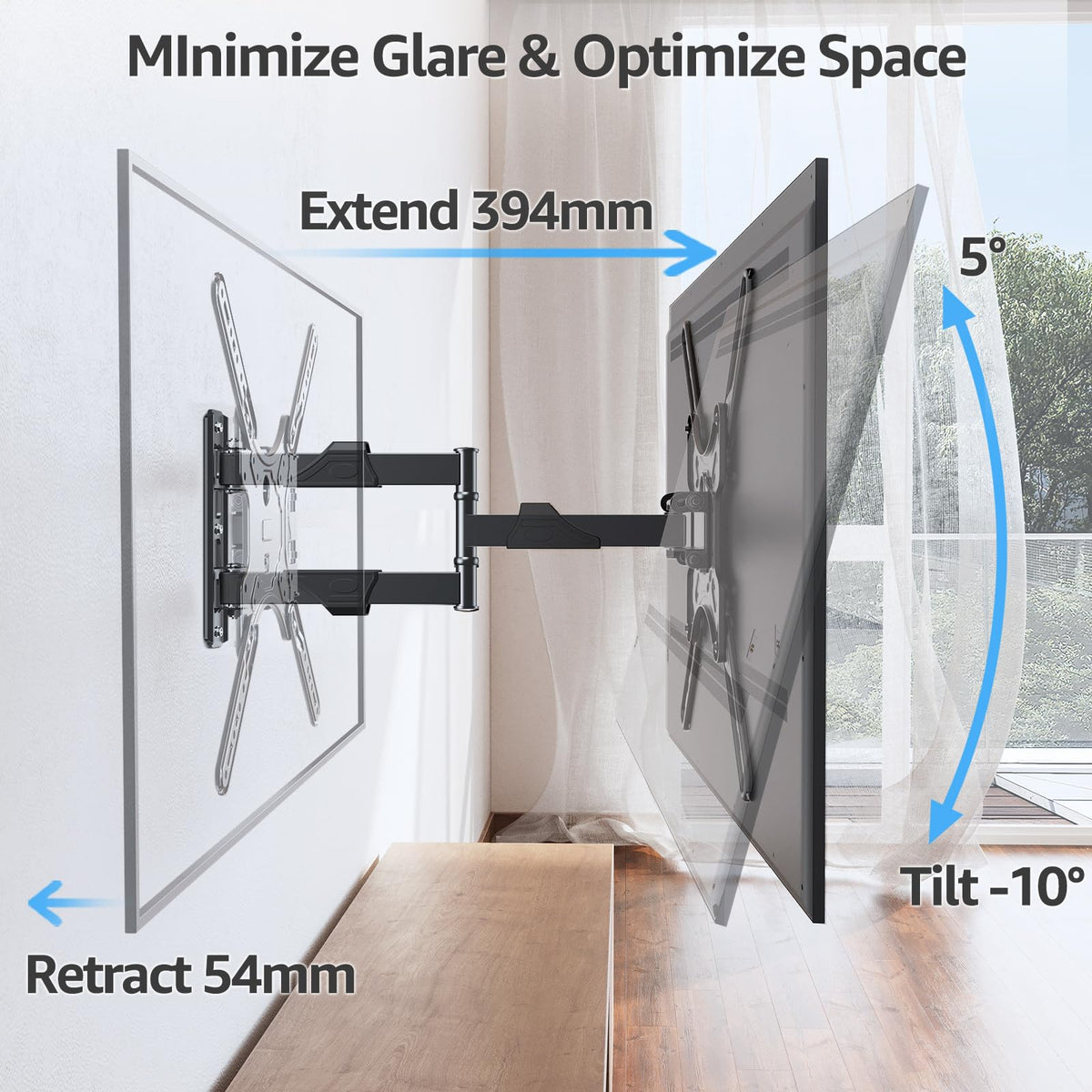 MOUNTUP 550 mm Long Arm TV Wall Bracket for 14–42 Inch TVs & Monitors