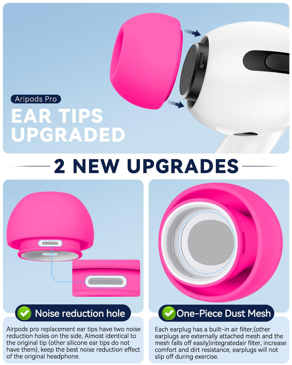 5 Pairs Replacement Ear Tips for AirPods Pro 3 (White)
