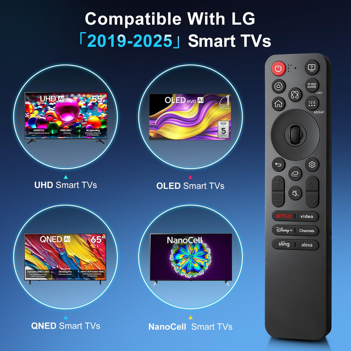 Voice Remote for Samsung Smart TV QLED UHD Frame Curved Solar 4K 8K Q60 Q70 Q80 Q90 8 Series 9 Series TU8000 AU8000 CU7000 CU8000 DU7200 DU8000 Voice Remote Control Replacement