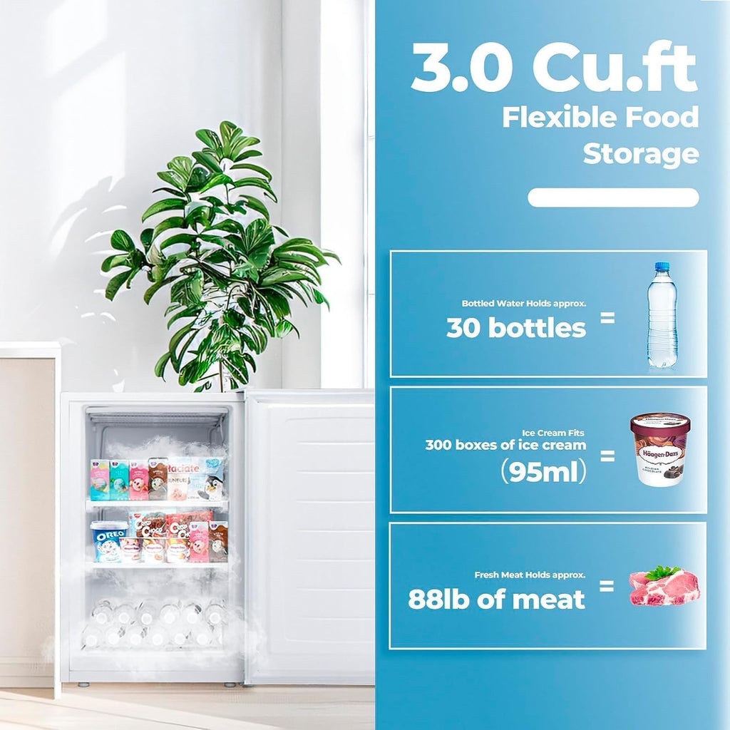 Electactic 3.2 Cu.ft Small Freezer, Mini Upright Freezer, White