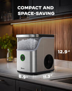 Silonn Ice Maker Countertop, 9 Cubes Ready in 6 Mins, 26lbs in 24Hrs, Self-Cleaning Ice Machine with Ice Scoop and Basket, 2 Sizes of Bullet Ice for Home Kitchen Office Bar Party