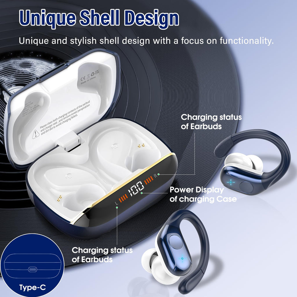 Wireless Earbuds Sports, 75Hrs Bluetooth 5.4 Headphones, Bass Hi-Fi Stereo