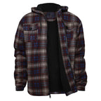 Lumberjack Mens Flannel Jackets Sherpa Lined Fleece Zip Up Winter Warm Workout Padded Plaid Sweatshirt with Hood