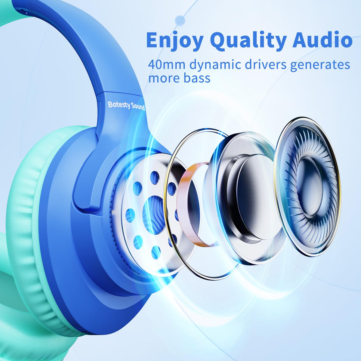 Botesty Sound Headphones Wired with Mic for School, 3.5mm Plug in, Purple