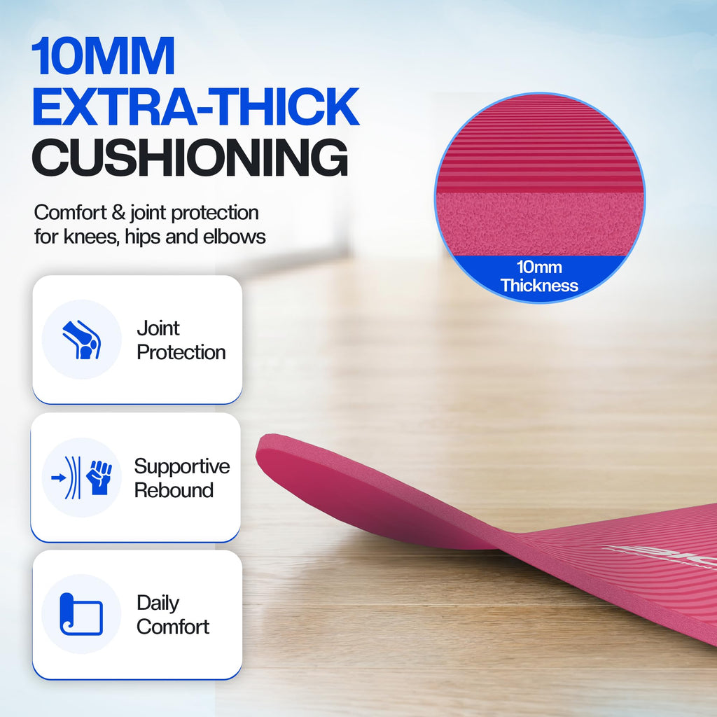 Bionix Yoga Mat For Women Men, Thick Pilates Exercise Mat, Home Gym Fitness