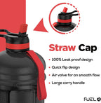 Fuel24 Jug - 2.2 Litre Water Bottle - Extra Strong Flex Material - Drop Proof, Pop or Straw Cap Options - 2.2L Large Gym Sports Bottle, BPA FREE
