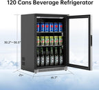 Weili 20 Inch Under Counter Beverage Refrigerator with Glass Door, 120 Can
