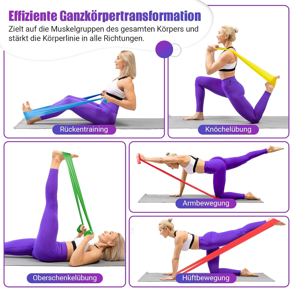 COFOF Resistance Bands, 1.8m/5.9ft Exercise Band with 4 Resistance Levels