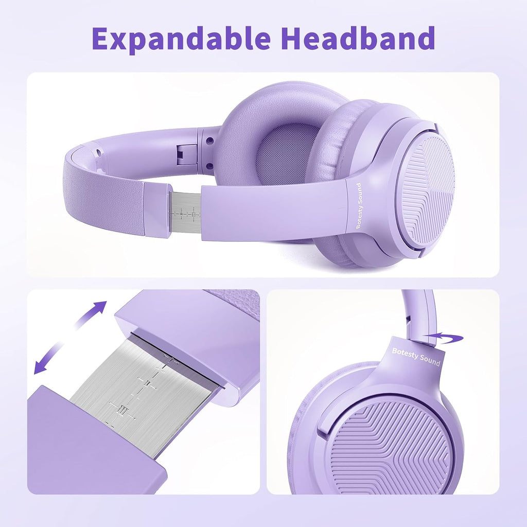 Botesty Sound Headphones Wired with Mic for School, 3.5mm Plug in, Purple