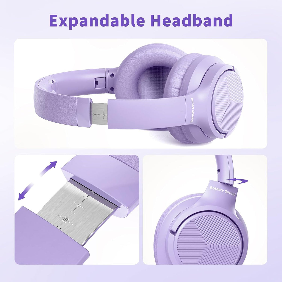 Botesty Sound Headphones Wired with Mic for School, 3.5mm Plug in, Purple