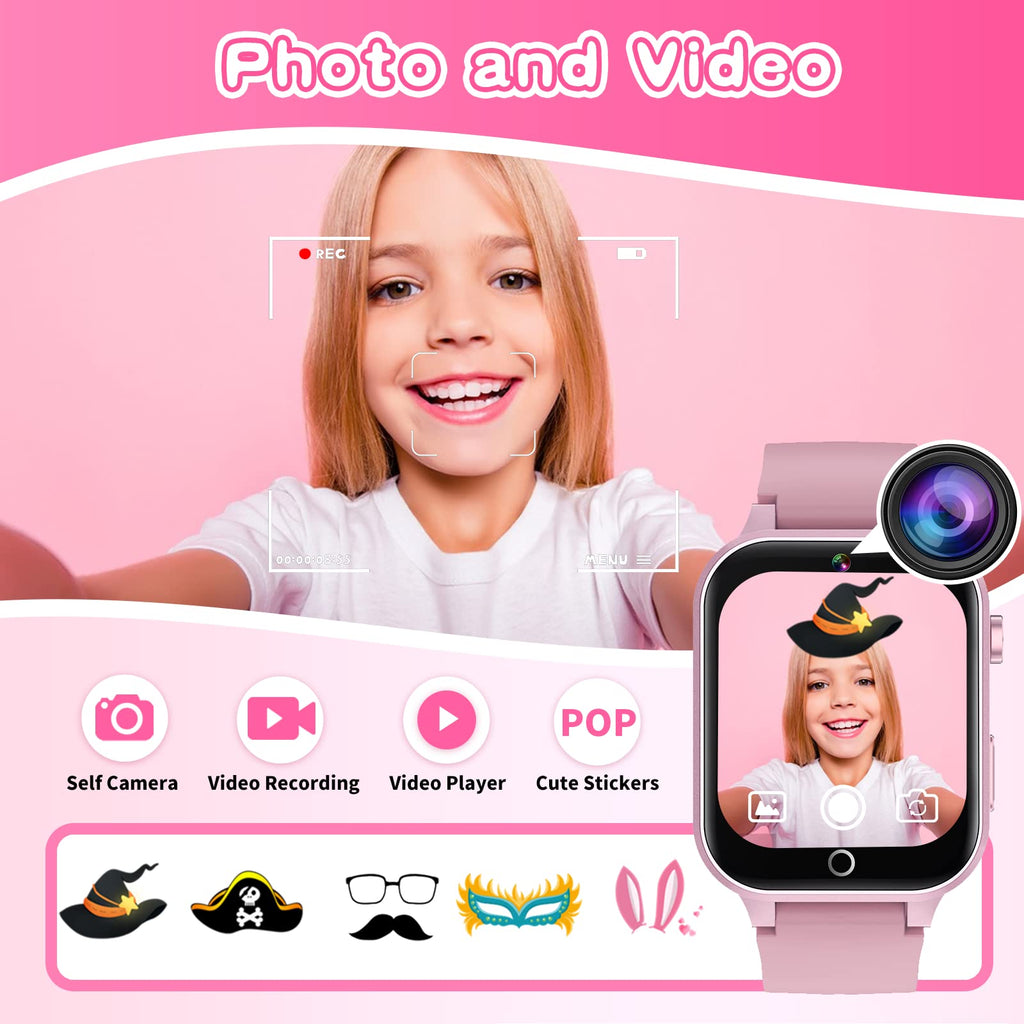 Kids Smart Watches Girls Age 5-12, 26 Games High-Resolution Touchscreen Kids Watch with Video Camera Music Player Pedometer Flashlight 12/24 hr Educational Toys Birthday Gifts for Girls Ages 6 7 8