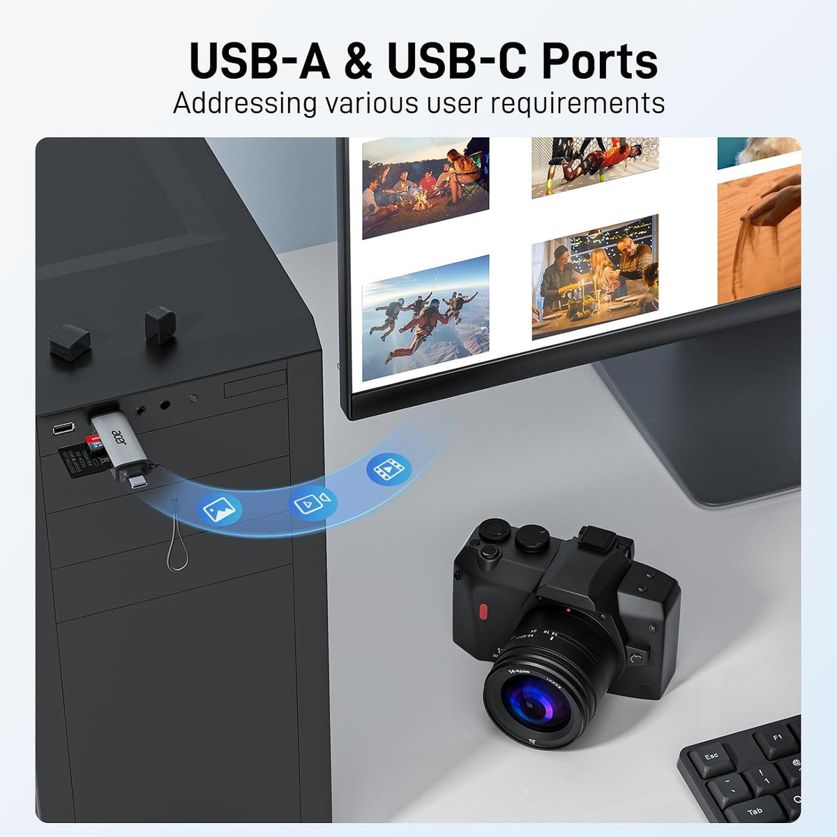 Acer SD Card Reader, USB C & USB 3.0 Memory Card Reader Adapter
